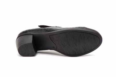 Zapatos Mujer Piel Negro Velcro Tacón - 3