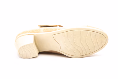Zapatos Mujer Piel Beige Velcro Tacón - 3