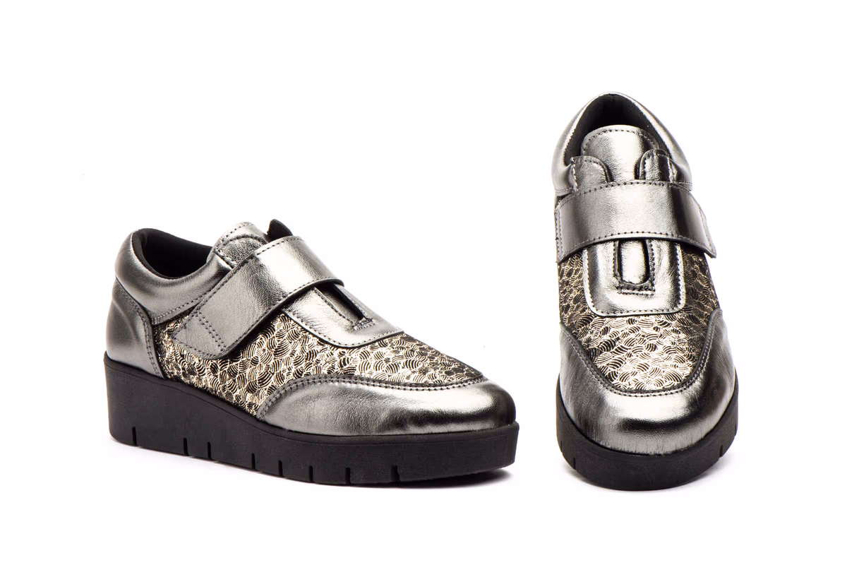 Zapatos Mujer Piel Metal