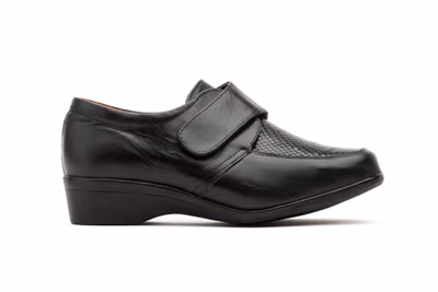 Zapatos Mujer Piel Negro Velcro Cuña - 3