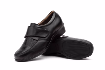 Zapatos Mujer Piel Negro Velcro Cuña - 5