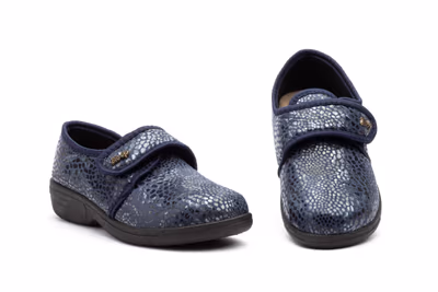 Zapatos Mujer Licra Marino Velcro