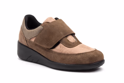 Zapatos Mujer Taupe Velcro Cuña - 2