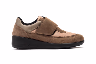 Zapatos Mujer Taupe Velcro Cuña - 3