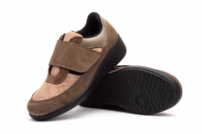 Zapatos Mujer Taupe Velcro Cuña - 5