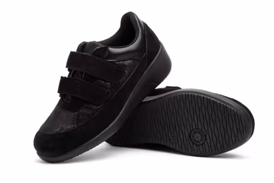 Deportivos Mujer Piel Negro Velcros Cuña - 5