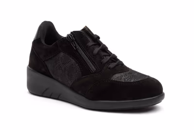 Deportivos Mujer Piel Negro Negro Cuña - 2