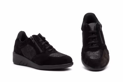 Deportivos Mujer Piel Negro Negro Cuña