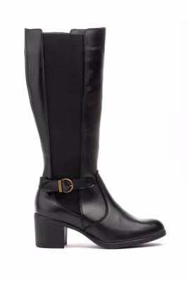 Botas Alta Mujer Piel Negra Tacón - 3