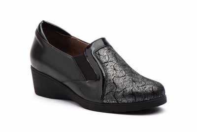 Zapatos Mujer Piel Negro Elásticos Licra - 2