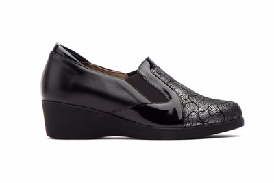 Zapatos Mujer Piel Negro Elásticos Licra - 3