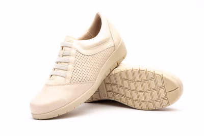 Deportivos Mujer Piel Beige Elásticos - 4