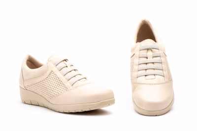 Deportivos Mujer Piel Beige Elásticos