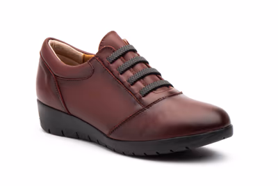 Deportivos Mujer Piel Burdeos Elásticos - 2