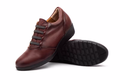 Deportivos Mujer Piel Burdeos Elásticos - 5