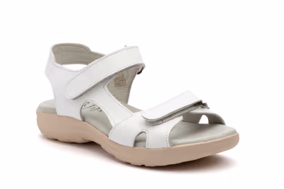 Sandalias Mujer Piel Blanco Velcro - 2