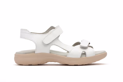 Sandalias Mujer Piel Blanco Velcro - 3