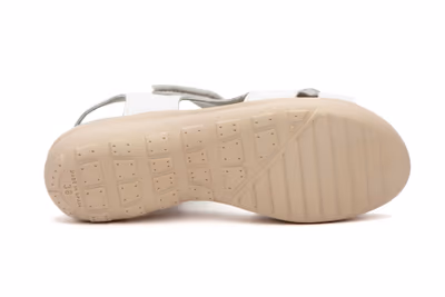 Sandalias Mujer Piel Blanco Velcro - 4