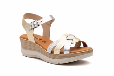 Sandalias Mujer Piel Plata Blanco Platino  - 2