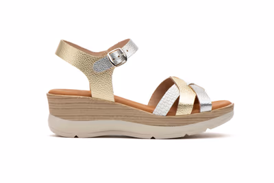 Sandalias Mujer Piel Plata Blanco Platino  - 3