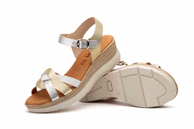 Sandalias Mujer Piel Plata Blanco Platino  - 5