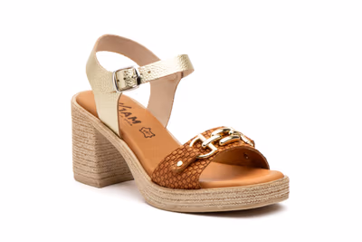 Sandalias Mujer Piel Platino Tacón Hebilla - 2