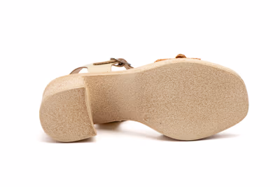 Sandalias Mujer Piel Platino Tacón Hebilla - 4