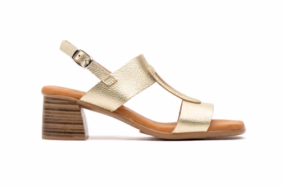 Sandalias Mujer Piel Platino Tacón Hebilla - 3