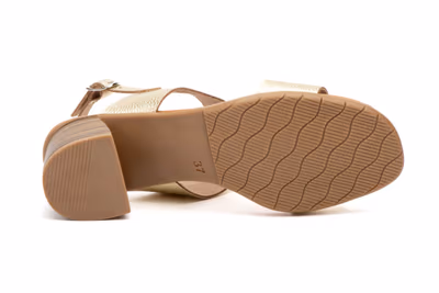 Sandalias Mujer Piel Platino Tacón Hebilla - 4