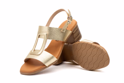 Sandalias Mujer Piel Platino Tacón Hebilla - 5