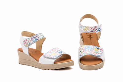 Sandalis Mujer Piel Blanco Colores