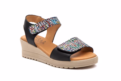 Sandalias Mujer Piel Negro Colores Velcro Alto Estilo ref. AE-647 - 2