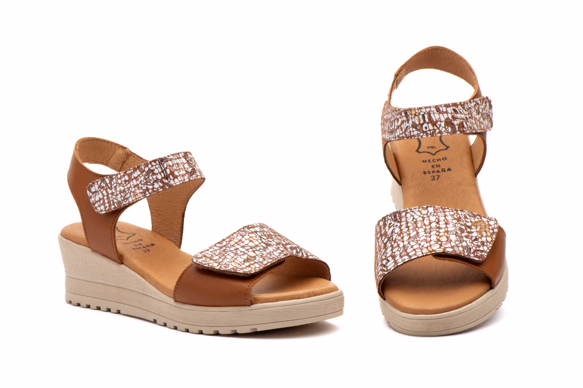 Sandalias Mujer Piel Cuero Colores Velcro