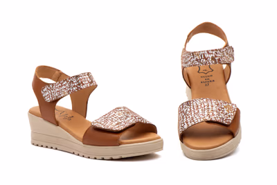 Sandalias Mujer Piel Cuero Colores Velcro