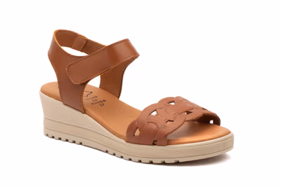 Sandalias Mujer Piel Cuero Velcro - 2