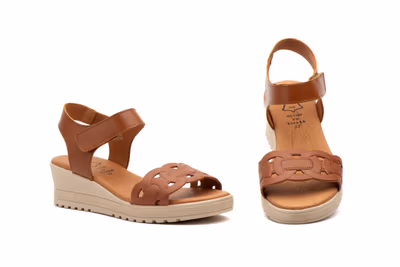 Sandalias Mujer Piel Cuero Velcro