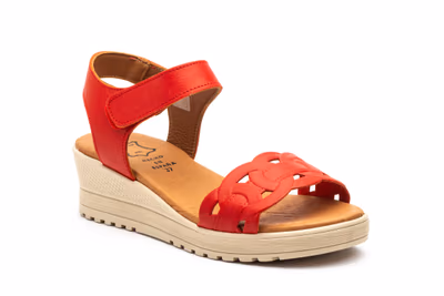 Sandalias Mujer Piel Rojo - 2