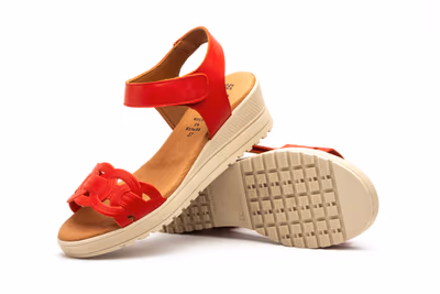 Sandalias Mujer Piel Rojo - 5