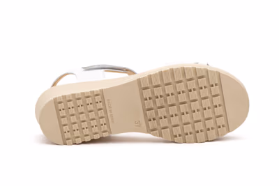 Sandalias Mujer Piel Blanco Velcro - 4