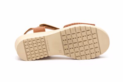 Sandalias Mujer Piel Cuero Velcro Cuña - 4