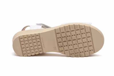 Sandalias Mujer Piel Blanco Velcro Cuña - 4