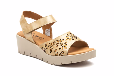 Sandalias Mujer Piel Platino Láser Cuña - 2