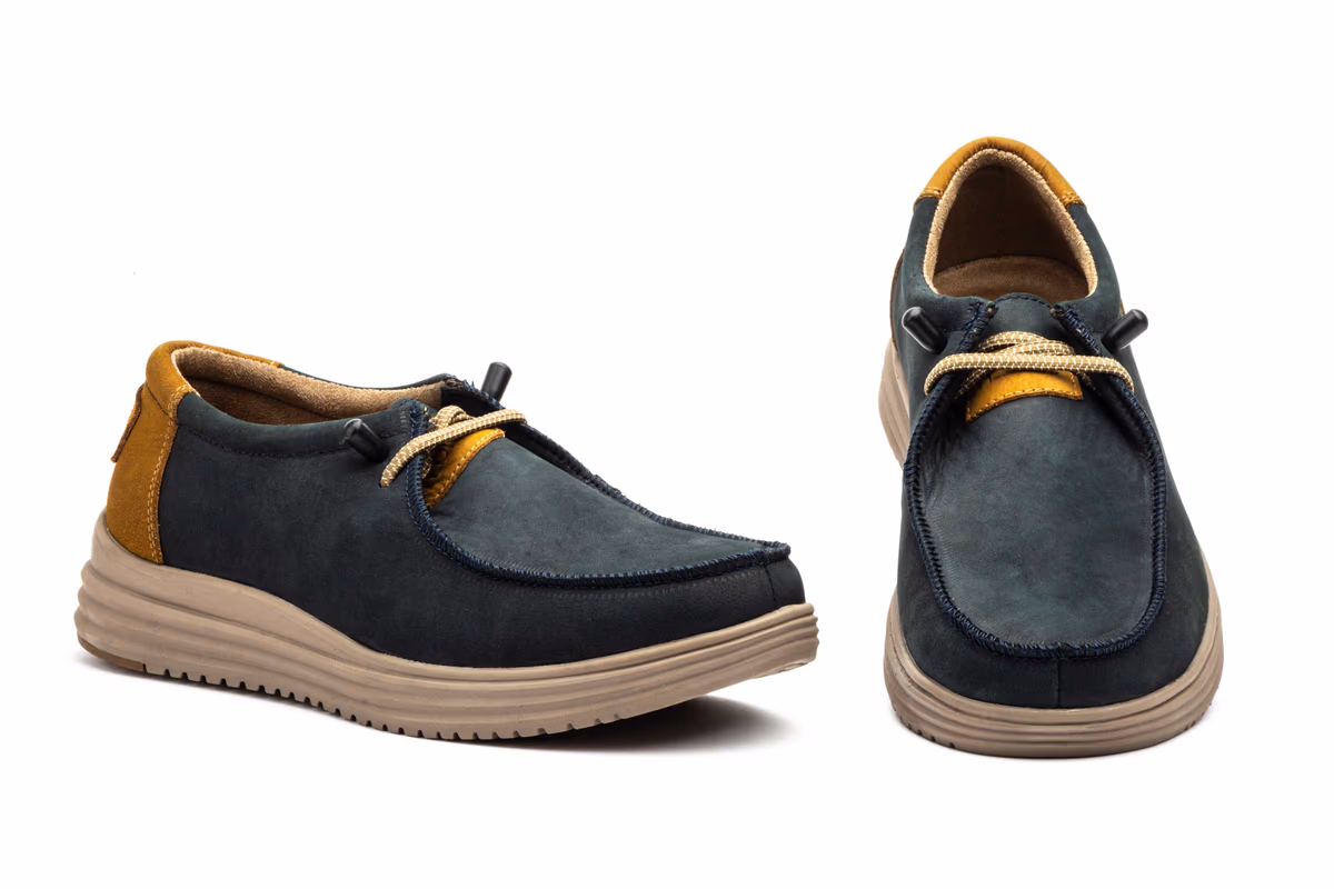 Náuticos Hombre Piel Nobuck Marino Cordones