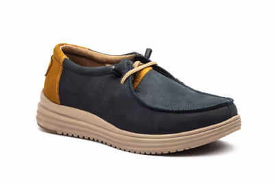 Náuticos Hombre Piel Nobuck Marino Cordones - 2