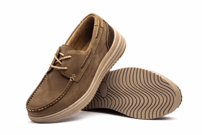Náuticos Hombre Piel Nobuck Taupe Cordones - 5