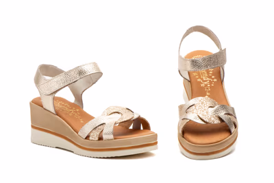Sandalias Mujer Piel Platino