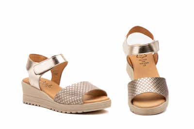 Sandalias Mujer Piel Platino