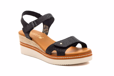 Sandalias Mujer Piel Negro Cuña - 2