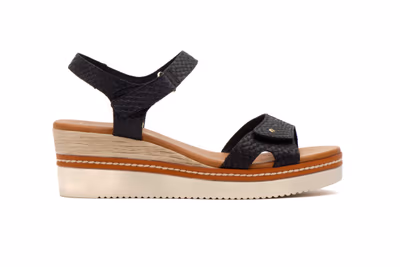Sandalias Mujer Piel Negro Cuña - 3