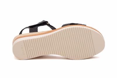 Sandalias Mujer Piel Negro Cuña - 4